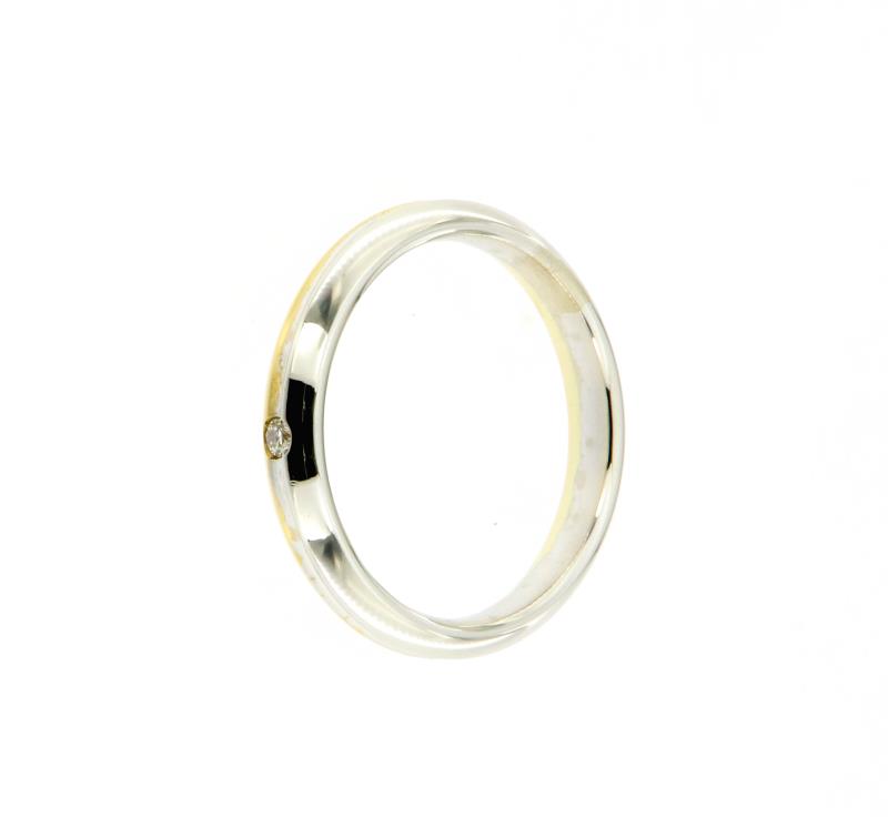 Anello due ori 750\1000 fede  con diamantino centrale mis.21