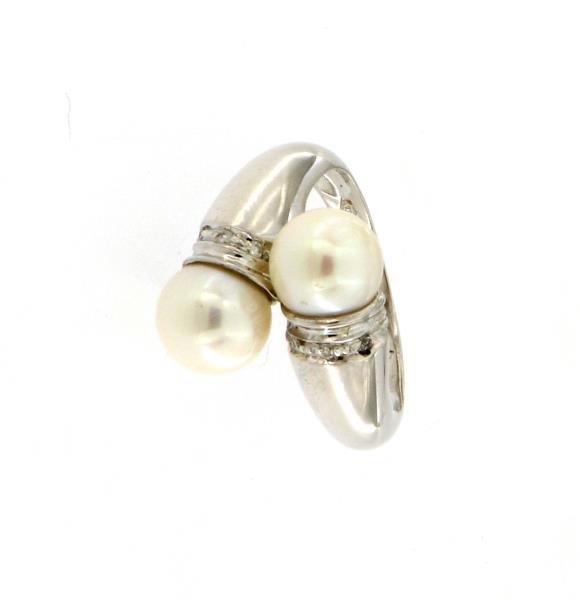 Anello in oro bianco 750\1000 perla mis 16