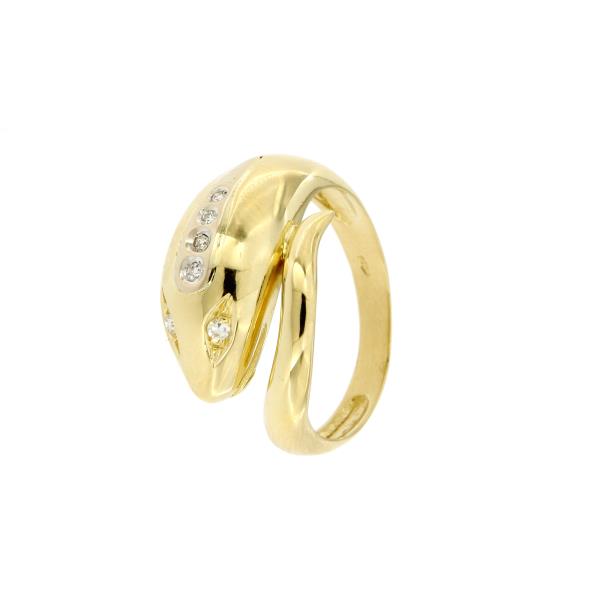 Anello in oro giallo 750\1000 serpe con diamanti