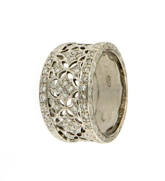 Anello oro bianco 750/1000 con diamantini mis.16