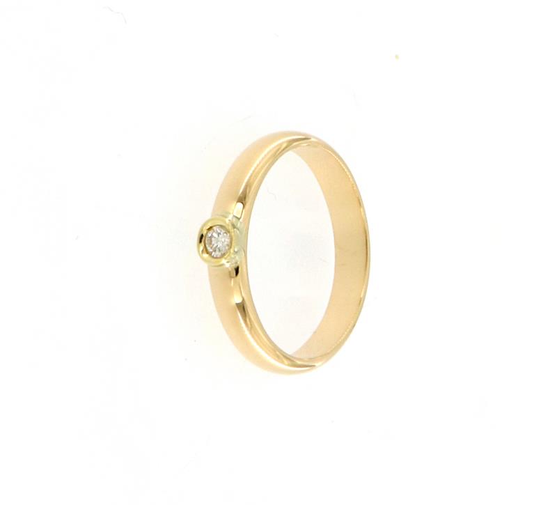 Anello oro giallo 750\1000 fede con diamante taglio brillante da 0.05 ct mis.11