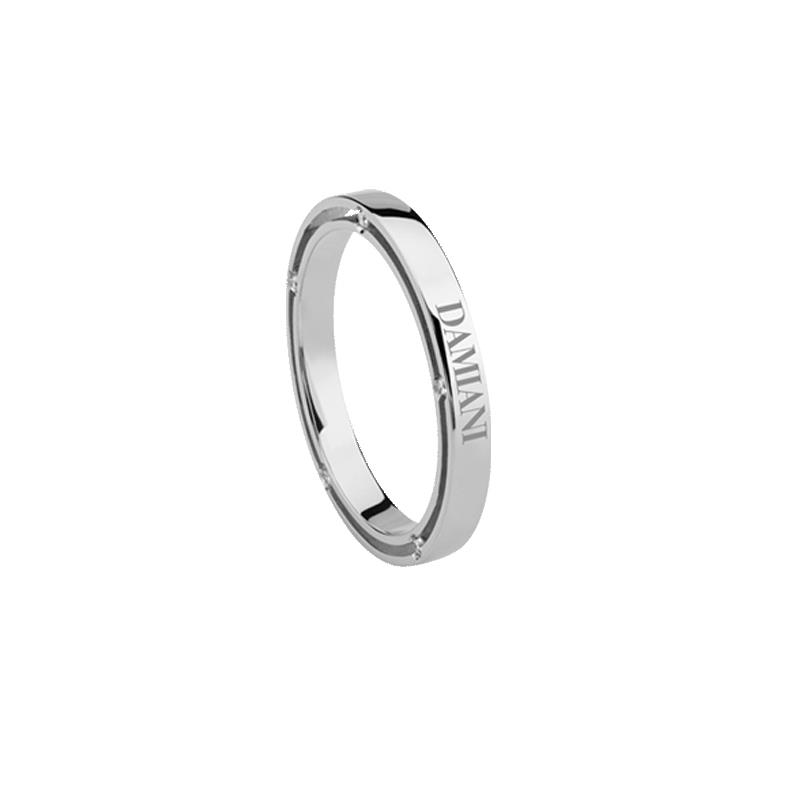 Damiani - anello oro bianco 750\1000 modello d. side con diamantini mis. 21
