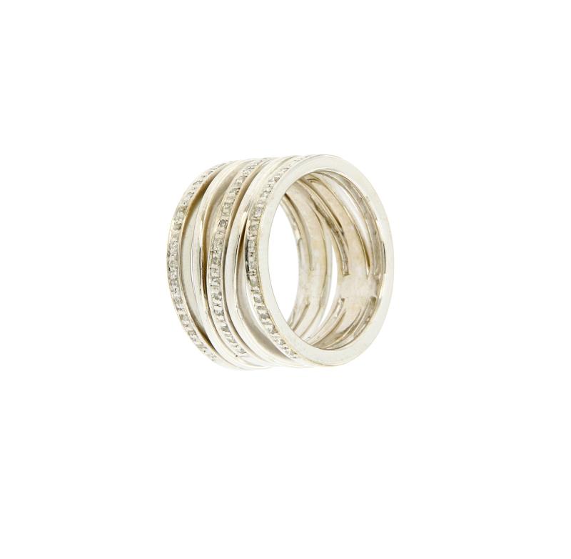 Fascia oro bianco 750/100 con pave' di diamanti in mis .14