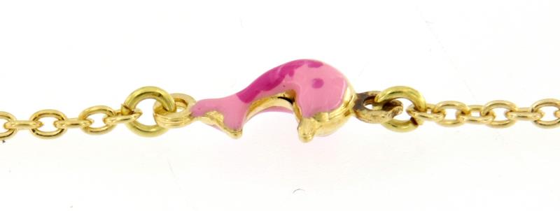 Bracciale in oro giallo 750\1000 delfini cm 14