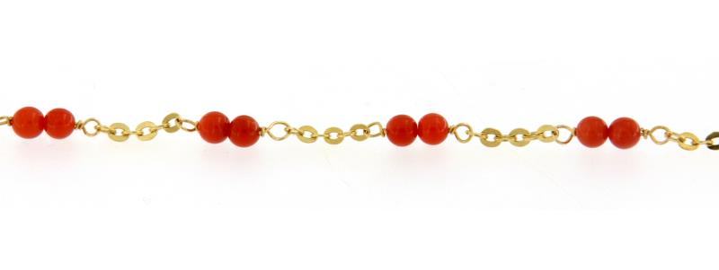 Bracciale oro giallo 750/1000 coralli cm 13