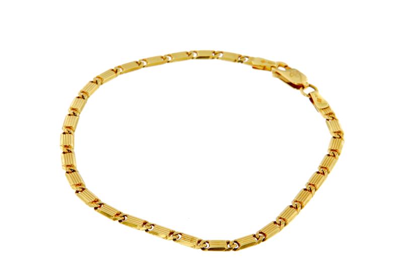 Bracciale oro giallo 750/1000 maglia a placchette rigate