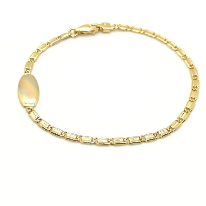 Bracciale tre ori 750/1000 con targhetta - cm. 21