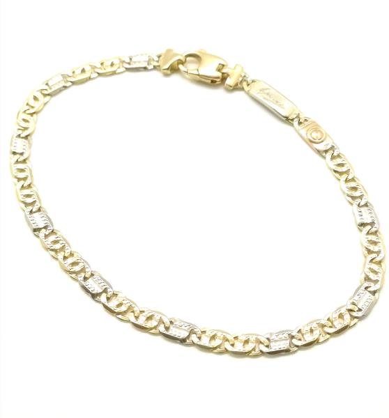 Bracciale tre ori 750/1000  maglia 2+1 occhio di pernice  cm. 21.5