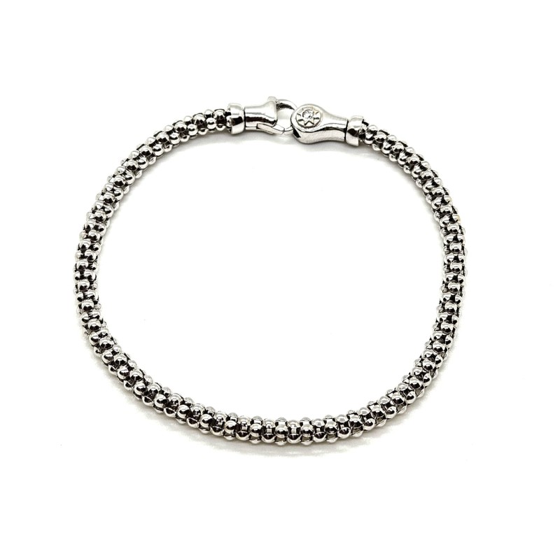 Chimento - bracciale -  oro bianco 750/1000 maglia tipo fope con diamante ct 0.03 cm 18