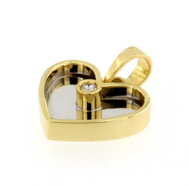 Ciondolo 2 ori 750\1000 cuore con diamantino