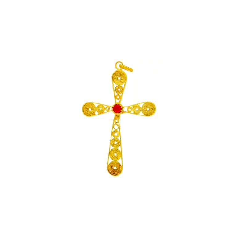 Ciondolo in oro g 750/1000 croce filigrana
