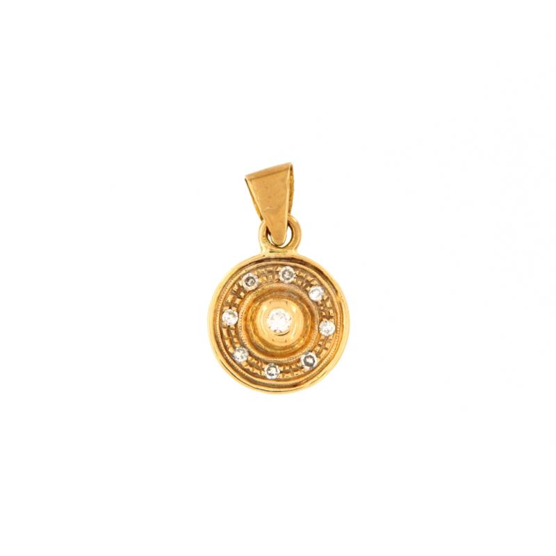 Ciondolo in oro g 750/1000 tondo diamanti
