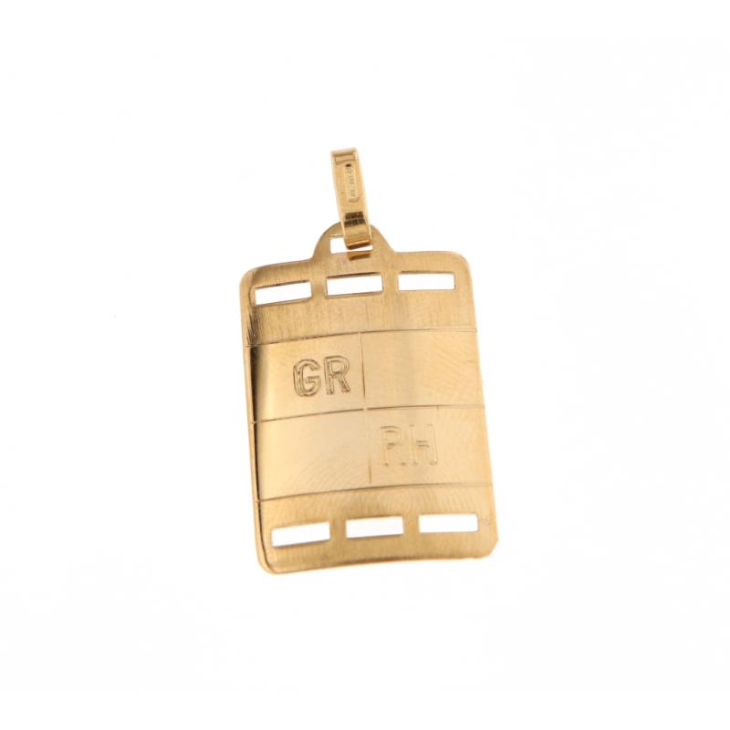 Ciondolo in oro g/b 750/1000 targhetta 