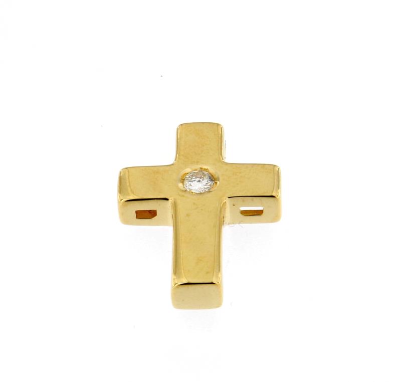Ciondolo oro giallo 750/1000 croce con diamantino 