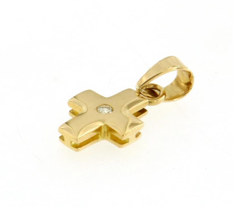 Ciondolo oro giallo 750/1000 croce con diamantino