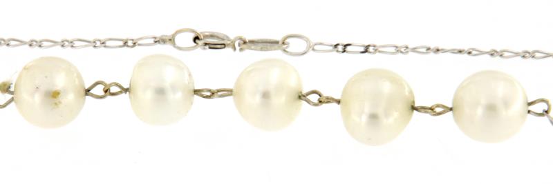 Collana in oro bianco 750\1000 perle cm 40