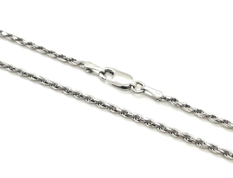 Collana  oro bianco 750/1000 maglia arrotolata cm 45