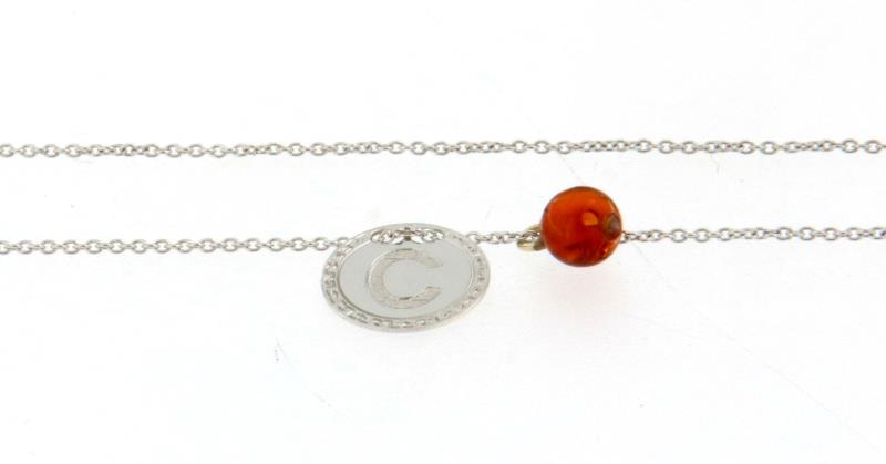 Collana oro bianco 750\1000 rebecca gioielli lettera c   cm 40