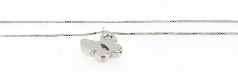 Collana oro bianco 750\1000 venetina con farfalla con diamante cm 42
