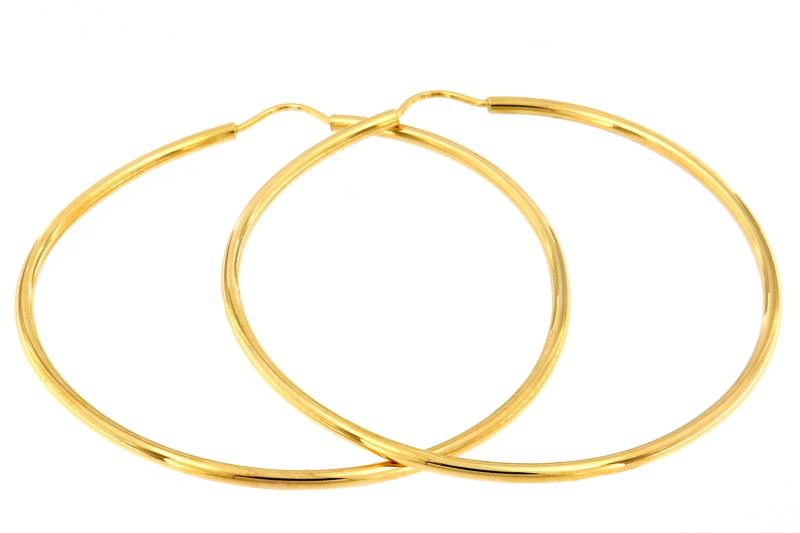 Coppia di orecchini oro giallo 750/1000 cerchi diam.5 cm
