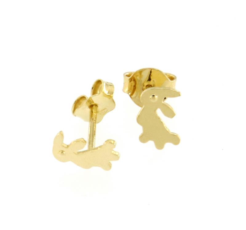Coppia orecchini in oro giallo 750\1000 coniglio bimba